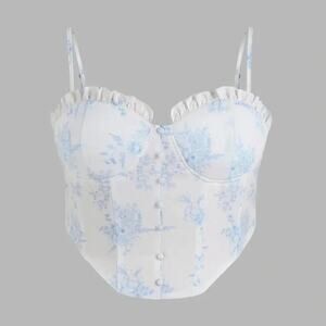 CIDER Floral Ruffle Corset Tank Top Size XL NWT